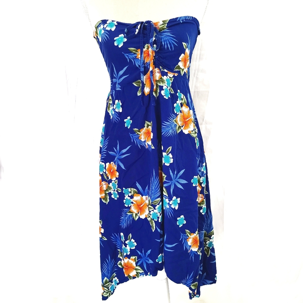 Blue Hawaiian flower dress size small-E